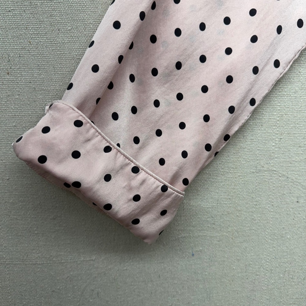Victoria's Secret Pink Polka Dot 100% Mulberry Silk Pajama Set Top Pants M - Picture 6 of 16